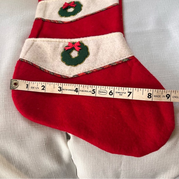 NWT Vintage Christmas Stocking with three pockets Felt Holiday Decor - Picture 10 of 11